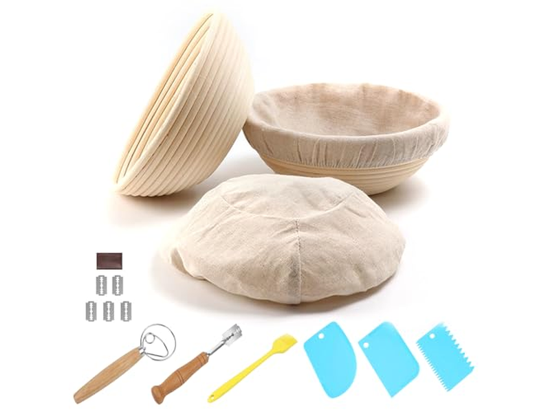 Baneton <u><a href='https://www.bannetonbasket.com'>bread proofing basket</a></u> Set Oval Rattan Round Riser Banneton