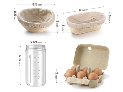 Banneton Proofing Basket Large Oval Bread 25Cm 10 Inch Round Premium Fermetation