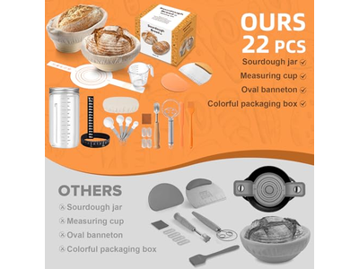 Banneton Proofing Basket Large Oval Bread 25Cm 10 Inch Round Premium Fermetation