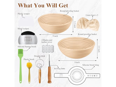 Banneton Sourdough Starter Kit Crochet Linen Covers For Oval Rattan Baking Tools