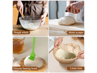 Banneton Sourdough Starter Kit Crochet Linen Covers For Oval Rattan Baking Tools