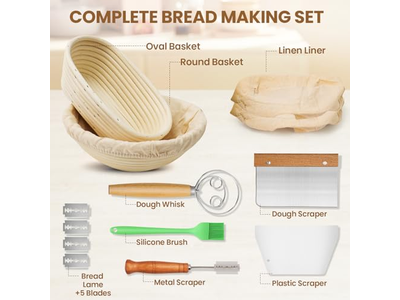 Banneton <u><a href='https://www.bannetonbasket.com'>bread proofing basket</a></u> Set of 2