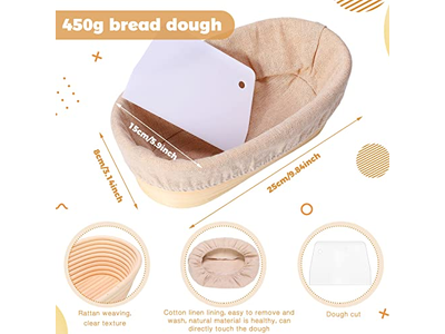 Benetton Proofing Basket 23Cm Oval Round Shaped Dough Pastry Liner Bread