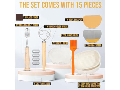 Benneton Proofing Basket Round Bread Cloth For Homemade Rattan With Cover Set