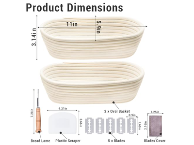 Bread Basket With Warming Stone Pack Liner 5In Making Supply Banenton