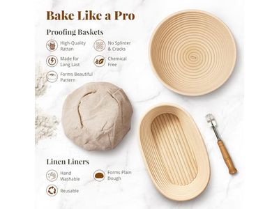 Bread Bowls For Serving Benneton Proofing Basket Set Of 2 10 Inch Baskets