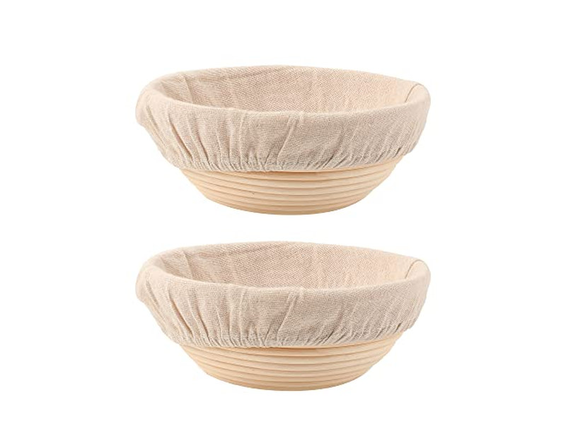 Bread <u><a href='https://www.bannetonbasket.com'>proofing baskets</a></u> Set of 2 8.5 inch Round Dough Proofing Bowls