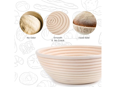 Bread <u><a href='https://www.bannetonbasket.com'>proofing baskets</a></u> Set of 2 8.5 inch Round Dough Proofing Bowls