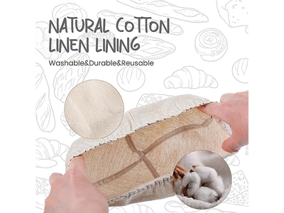 Bread <u><a href='https://www.bannetonbasket.com'>proofing baskets</a></u> Set of 2 8.5 inch Round Dough Proofing Bowls