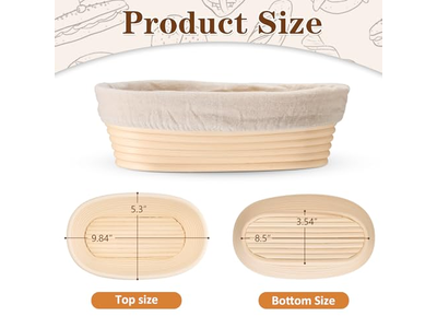 <u><a href='https://www.bannetonbasket.com'>brotform</a></u> Proofing Basket 1Kg 9 Inch Oval Banneton Handmade Custom Big Size