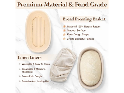 <u><a href='https://www.bannetonbasket.com'>brotform</a></u> Proofing Basket 1Kg 9 Inch Oval Banneton Handmade Custom Big Size