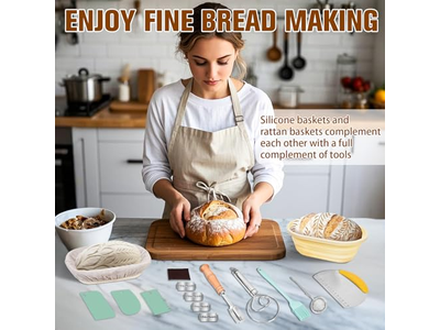 Dough Scraper Bowl Sourdough Bread Baking Pan Small Round Basket 10 Inch